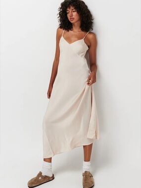 Hudson Dress in Champagne Australian brand Ghanda Clothing.